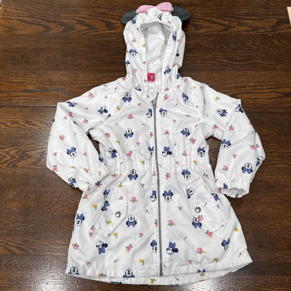 Disney Junior Minnie Mouse Windbreaker Jacket w/Mouse Ears & Bow (size 6)